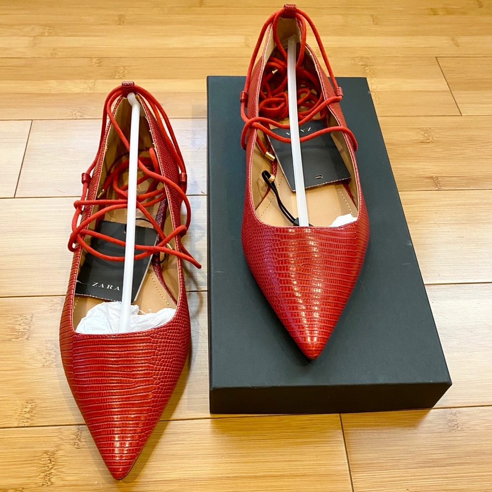 [NWT] ZARA Lace-up Ballet Flats *NEW*
